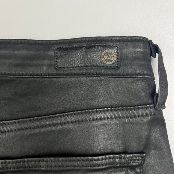 AG Adriano Goldschmied Coated Jeans 30 Black Jodi Crop High-Rise Slim Flare Crop - Picture 5 of 16